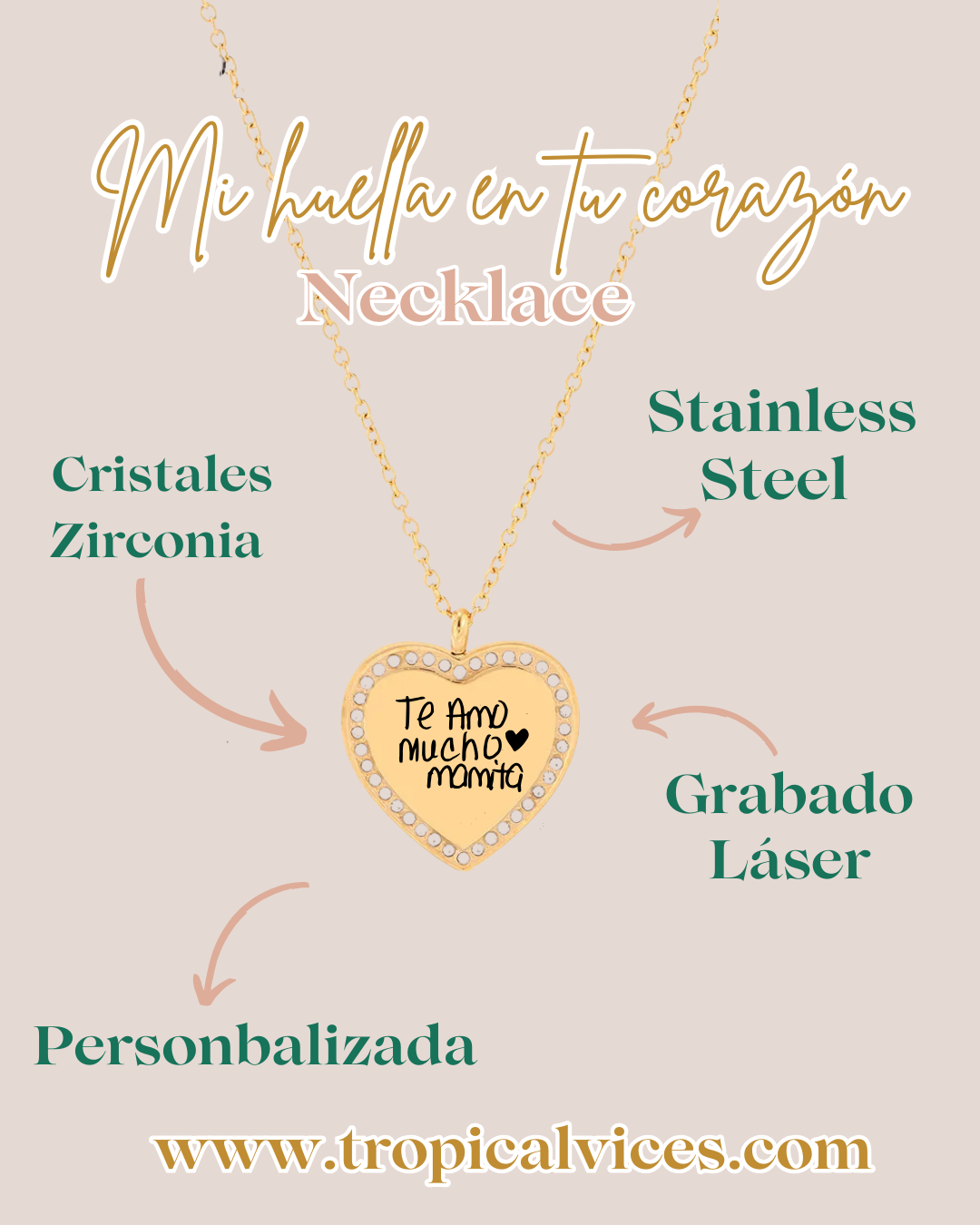 Mi Huella en Tu Corazón- Necklace (ESCRITURA A MANO)