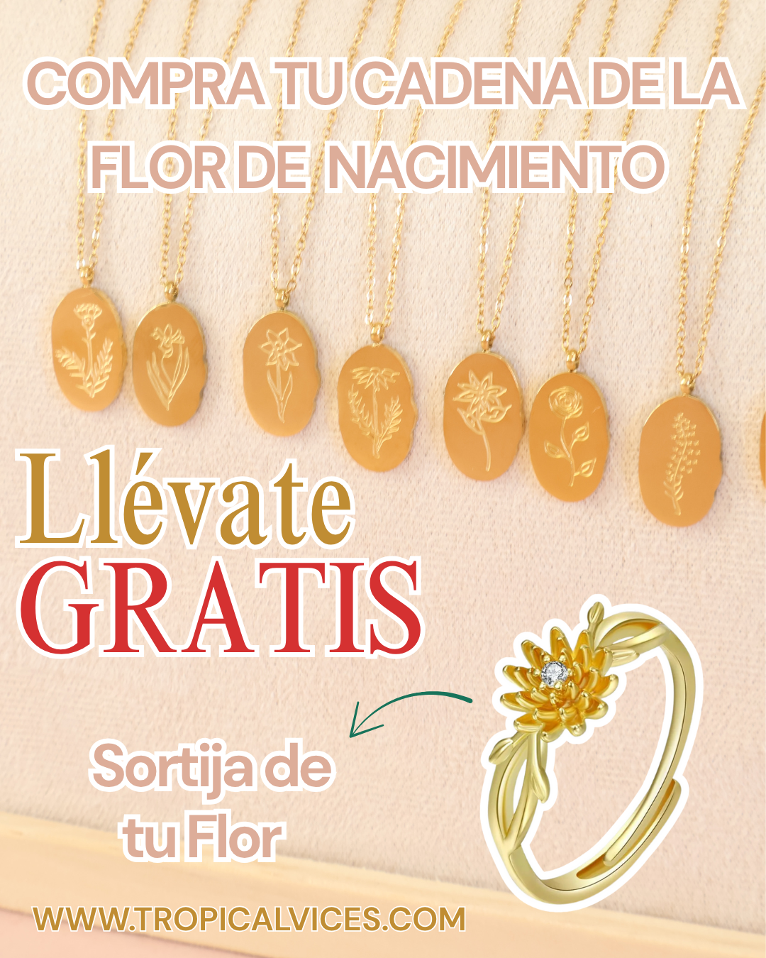 Flower Birth Necklace- GOLD